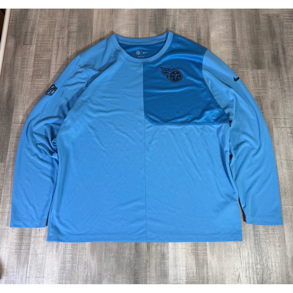 Nike NFL Tennessee Titans Dri-FIT Long Sleeve Shirt Mens XXL Blue Sideline Coach